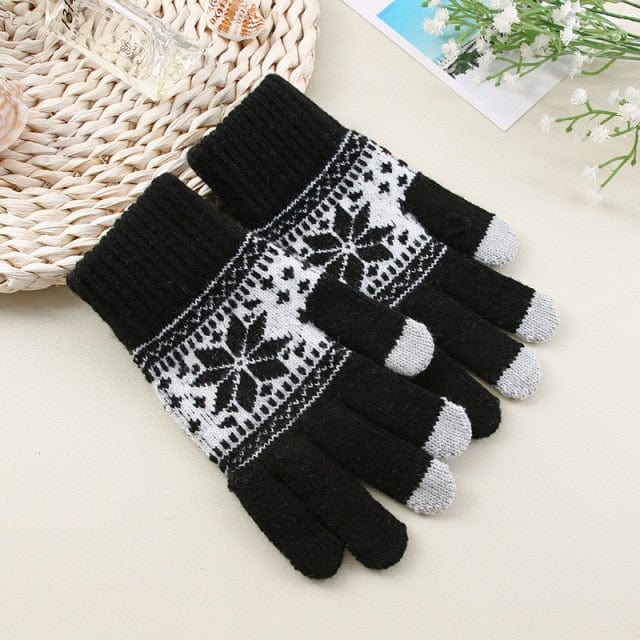 Snowflake Print Touch Screen Winter Gloves