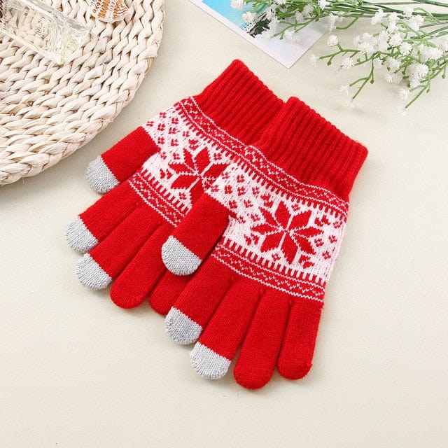 Snowflake Print Touch Screen Winter Gloves