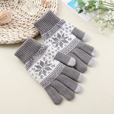 Snowflake Print Touch Screen Winter Gloves