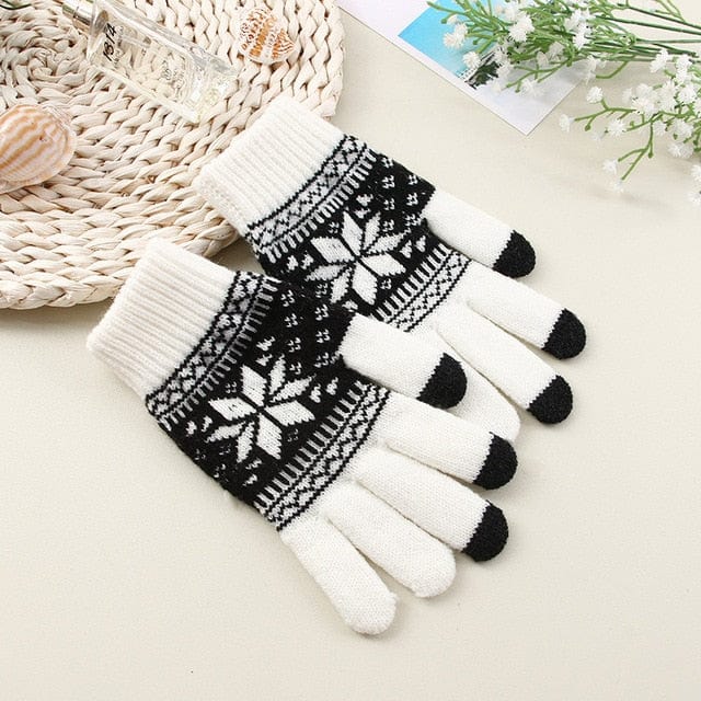 Snowflake Print Touch Screen Winter Gloves