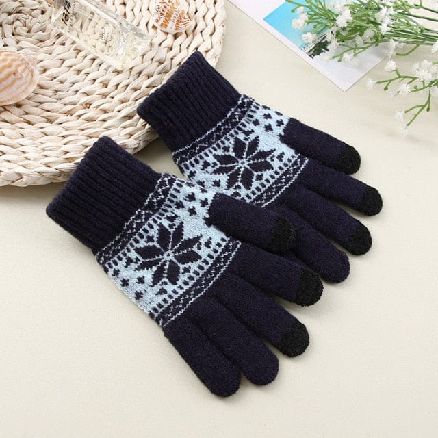 Snowflake Print Touch Screen Winter Gloves