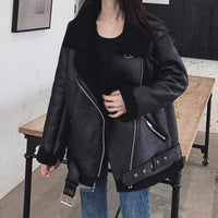 Faux Leather Winter Thick Warm Outerwear