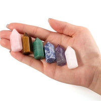 Sunligoo 7 Chakra Natural Healing Crystal Points 6 Faceted Wand Polished Tumbled GemStones for Reiki Energy Meditation Decor Set - east2cart.uk