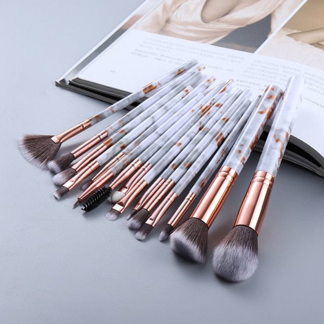 10/15Pcs Marble Kabuki Makeup Brushes Set - east2cart.uk