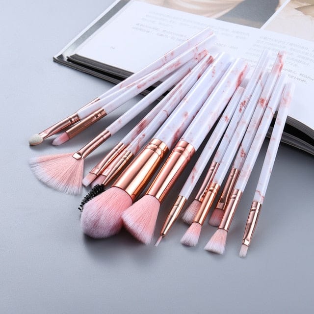 10/15Pcs Marble Kabuki Makeup Brushes Set - east2cart.uk