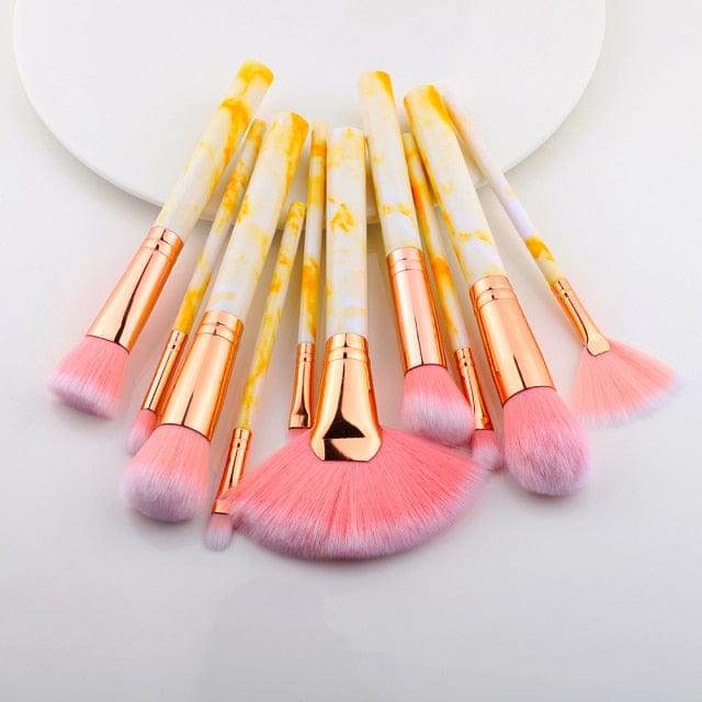 10/15Pcs Marble Kabuki Makeup Brushes Set - east2cart.uk