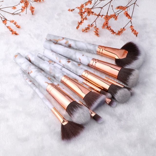 10/15Pcs Marble Kabuki Makeup Brushes Set - east2cart.uk