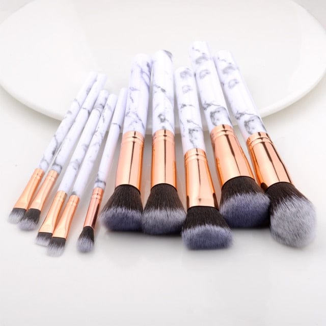 10/15Pcs Marble Kabuki Makeup Brushes Set - east2cart.uk