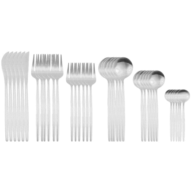 36Pcs Matte Stainless Steel Cutlery Set - east2cart.uk