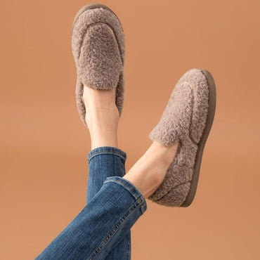 Ladies Wool Fur Warm Winter Loafers