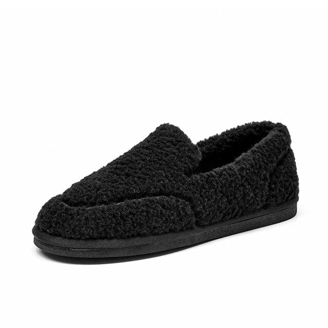 Ladies Wool Fur Warm Winter Loafers