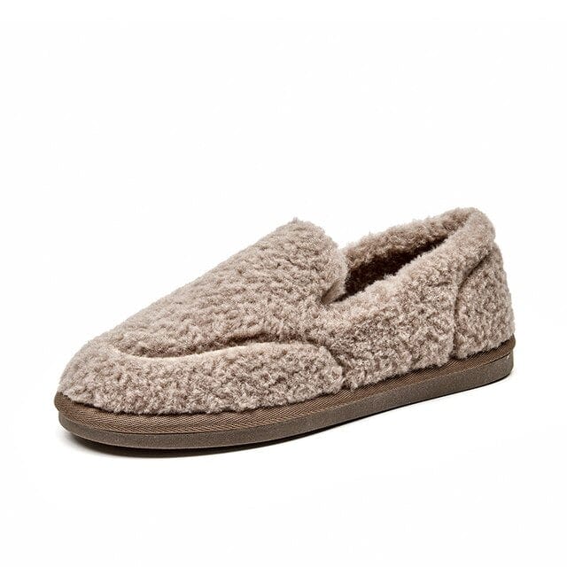 Ladies Wool Fur Warm Winter Loafers