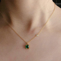 Synthetic Emerald Necklace 14K Gold Plated - east2cart.uk