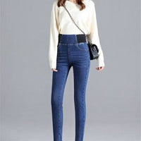 Woman Blue Denim Pencil Stretch Jeans - east2cart.uk