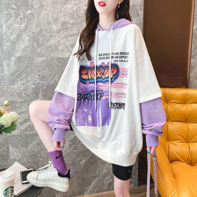 Korean Girl Oversized Print Hoodie - east2cart.uk