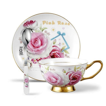 Flower & Bird Pattern Bone China Porcelain Tea Set