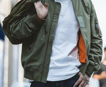 Maden Casual MA-1 Men’s Jackets Green  Military Flight Bomber Tank Coat Solid Vintage Coats Monocycle Jacket Collar Men Clothing - east2cart.uk