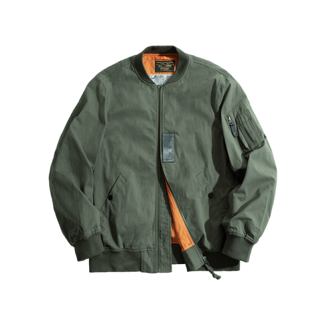 Maden Casual MA-1 Men’s Jackets Green  Military Flight Bomber Tank Coat Solid Vintage Coats Monocycle Jacket Collar Men Clothing - east2cart.uk