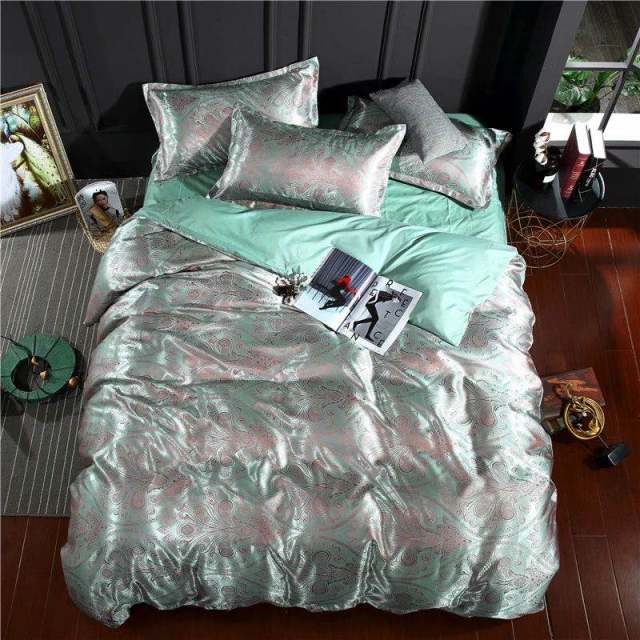 Summer Bedding 4pcs Bedroom Queen Bed Cover Set Polyester Printed Quilt Comfortable Queen Size Quilt Cover Bed Cover Pillowcase - east2cart.uk