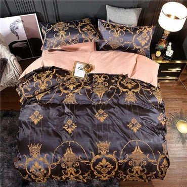 Summer Bedding 4pcs Bedroom Queen Bed Cover Set Polyester Printed Quilt Comfortable Queen Size Quilt Cover Bed Cover Pillowcase - east2cart.uk