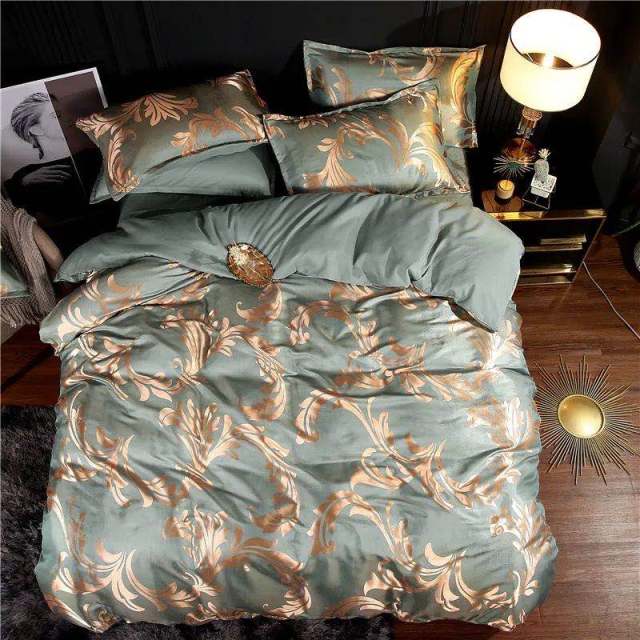 Summer Bedding 4pcs Bedroom Queen Bed Cover Set Polyester Printed Quilt Comfortable Queen Size Quilt Cover Bed Cover Pillowcase - east2cart.uk