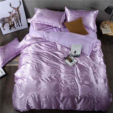 Summer Bedding 4pcs Bedroom Queen Bed Cover Set Polyester Printed Quilt Comfortable Queen Size Quilt Cover Bed Cover Pillowcase - east2cart.uk