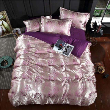 Summer Bedding 4pcs Bedroom Queen Bed Cover Set Polyester Printed Quilt Comfortable Queen Size Quilt Cover Bed Cover Pillowcase - east2cart.uk