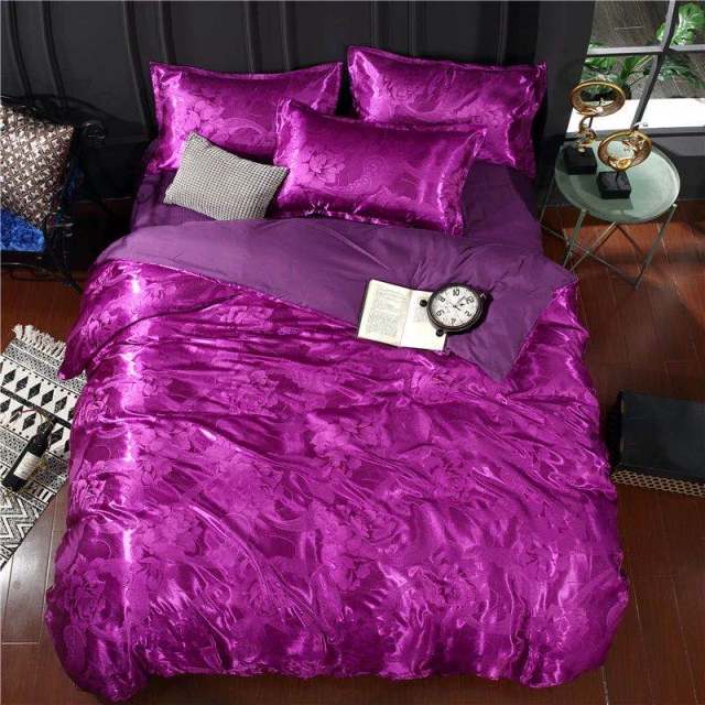 Summer Bedding 4pcs Bedroom Queen Bed Cover Set Polyester Printed Quilt Comfortable Queen Size Quilt Cover Bed Cover Pillowcase - east2cart.uk