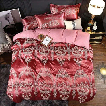 Summer Bedding 4pcs Bedroom Queen Bed Cover Set Polyester Printed Quilt Comfortable Queen Size Quilt Cover Bed Cover Pillowcase - east2cart.uk