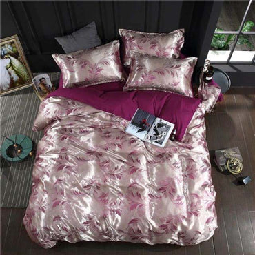 Summer Bedding 4pcs Bedroom Queen Bed Cover Set Polyester Printed Quilt Comfortable Queen Size Quilt Cover Bed Cover Pillowcase - east2cart.uk