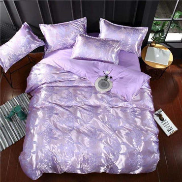 Summer Bedding 4pcs Bedroom Queen Bed Cover Set Polyester Printed Quilt Comfortable Queen Size Quilt Cover Bed Cover Pillowcase - east2cart.uk