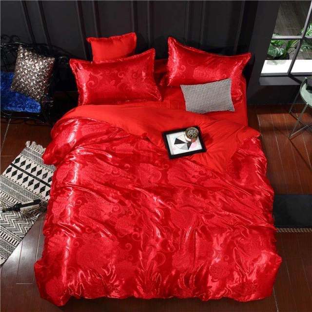 Summer Bedding 4pcs Bedroom Queen Bed Cover Set Polyester Printed Quilt Comfortable Queen Size Quilt Cover Bed Cover Pillowcase - east2cart.uk