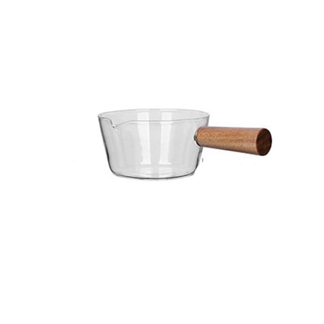 Cooking Glass Pot with Wooden Handle