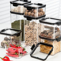 WBBOOMING 4 Different Capacity Plastic Sealed Cans Kitchen Storage Box Transparent Food Canister Keep Fresh New Clear Container - east2cart.uk