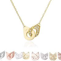 Moonmory 925 Sterling Silver Zircon Handcuff Pendant Necklace For Women Punk Rock Crystal Lock Dangle Menottes Choker Necklace - east2cart.uk