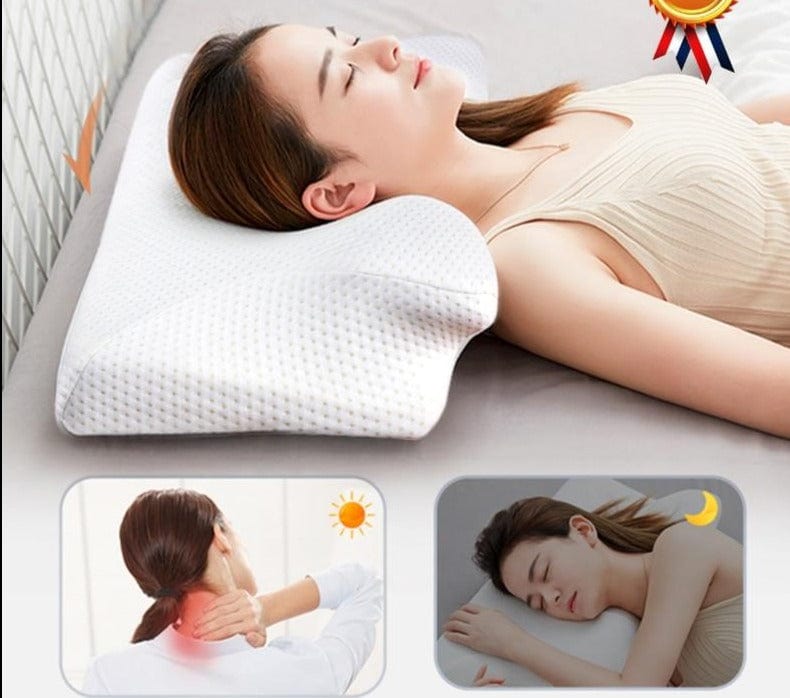 Purenlatex Contour Orthopedic Pillow Memory Foam Cervical 14cm Pillow Neck Pain Remedial Pillow for Side Back Stomach Sleepers - east2cart.uk