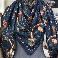 Luxury Brand 100% Twill Silk Scarf Square 130*130cm Scarf Scarves New Design Print Kerchief Women Neck Shawl Wraps Echarpe Hijab - east2cart.uk