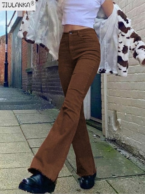 Women's jeans woman high waist brown Pants Jeans Women's pants Jean women clothing undefined streetwear Woman trousers e girl - east2cart.uk