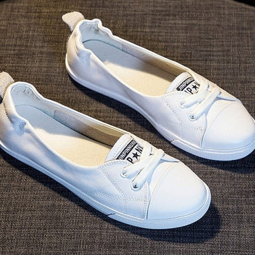 Ladies White Flat Shoe