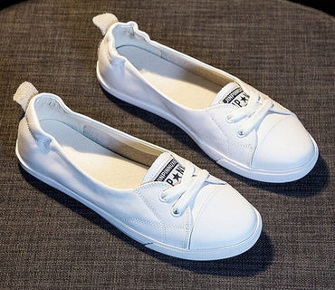 Ladies White Flat Shoe