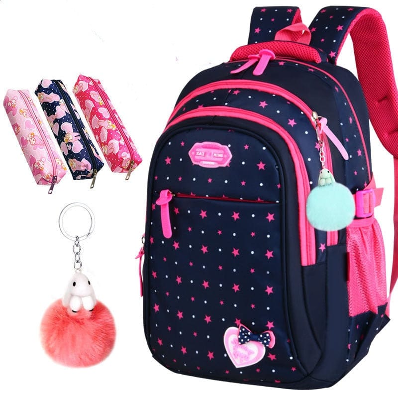 Girls Stars Print Cute Backpack - east2cart.uk