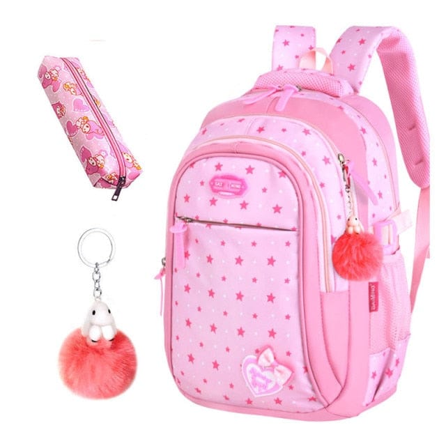 Girls Stars Print Cute Backpack - east2cart.uk