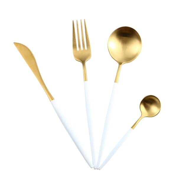 White Gold Dinnerware Cutlery Set - east2cart.uk