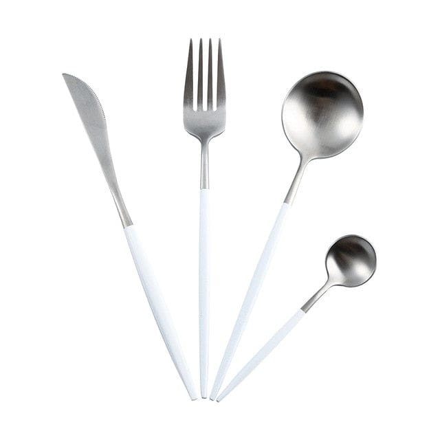 White Gold Dinnerware Cutlery Set - east2cart.uk