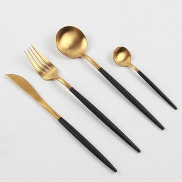 Pink Gold Western Tableware Steak Knife Fork Coffee Spoon Teaspoon Steel Cutlery Set Stainless Steel Home Dinner Dinnerware Set - east2cart.uk