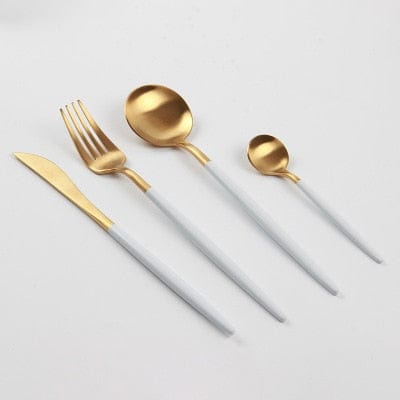 Pink Gold Western Tableware Steak Knife Fork Coffee Spoon Teaspoon Steel Cutlery Set Stainless Steel Home Dinner Dinnerware Set - east2cart.uk