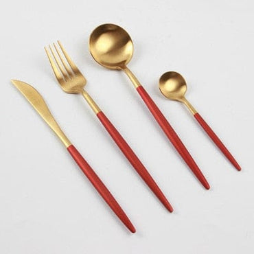 Pink Gold Western Tableware Steak Knife Fork Coffee Spoon Teaspoon Steel Cutlery Set Stainless Steel Home Dinner Dinnerware Set - east2cart.uk