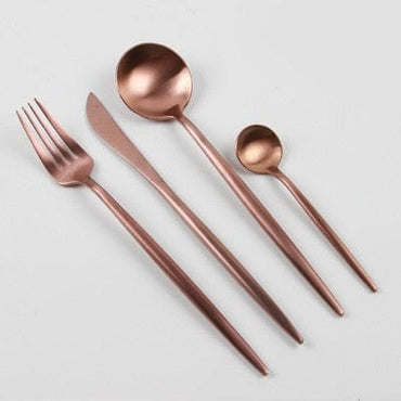 Pink Gold Western Tableware Steak Knife Fork Coffee Spoon Teaspoon Steel Cutlery Set Stainless Steel Home Dinner Dinnerware Set - east2cart.uk