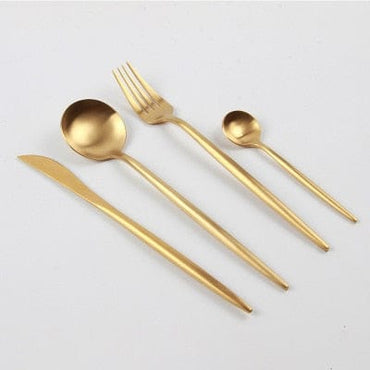 Pink Gold Western Tableware Steak Knife Fork Coffee Spoon Teaspoon Steel Cutlery Set Stainless Steel Home Dinner Dinnerware Set - east2cart.uk