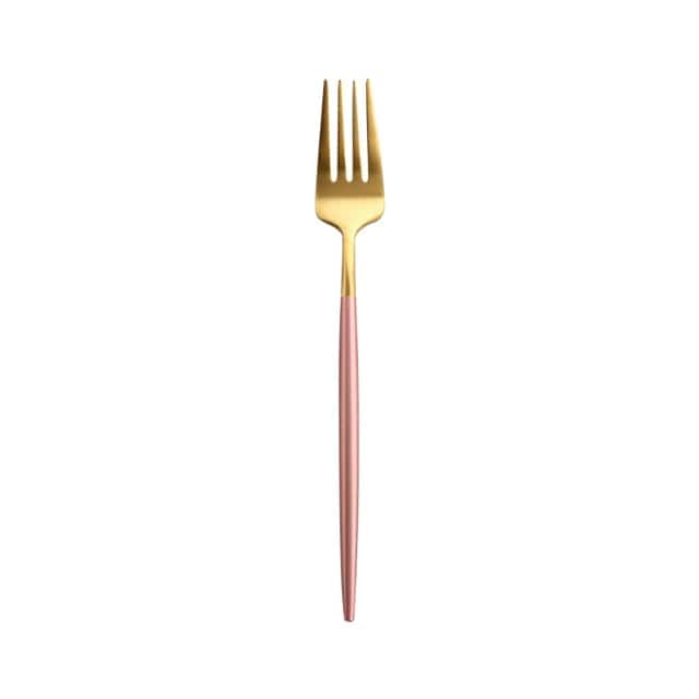 Pink Gold Western Tableware Steak Knife Fork Coffee Spoon Teaspoon Steel Cutlery Set Stainless Steel Home Dinner Dinnerware Set - east2cart.uk